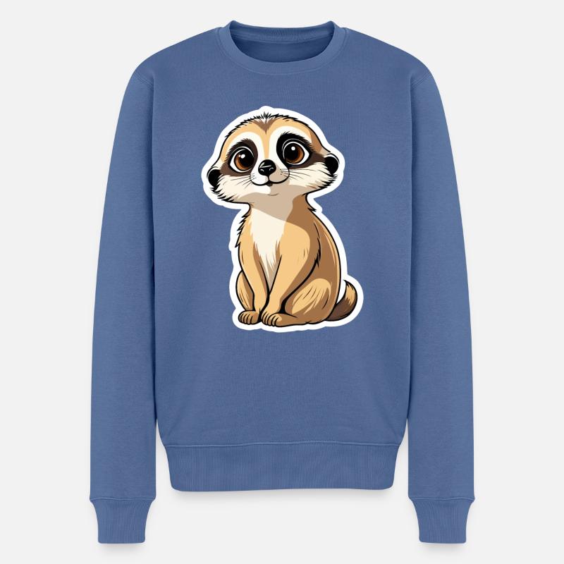 Erdmännchen Niedlich Illustration - Männer Premium Bio Pullover - Taubenblau