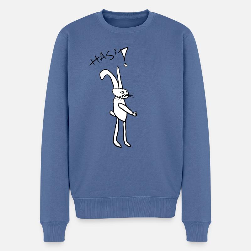 Hase - Männer Premium Bio Pullover - Taubenblau