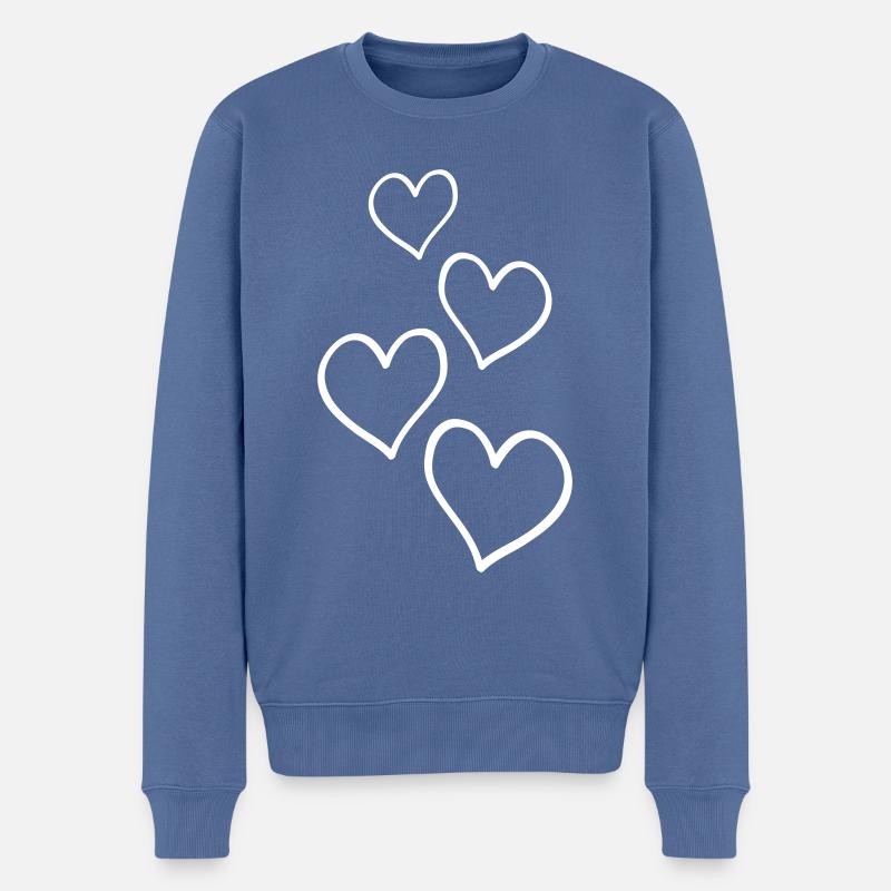 Herzen Love Symbol - Männer Premium Bio Pullover - Taubenblau
