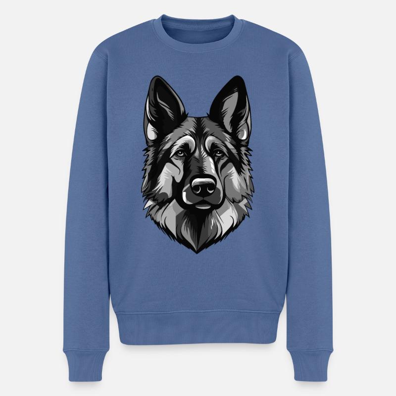 Schäferhund Hund Portrait - Männer Premium Bio Pullover - Taubenblau