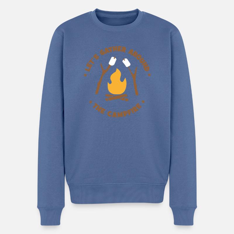 Lagerfeuer - Männer Premium Bio Pullover - Taubenblau