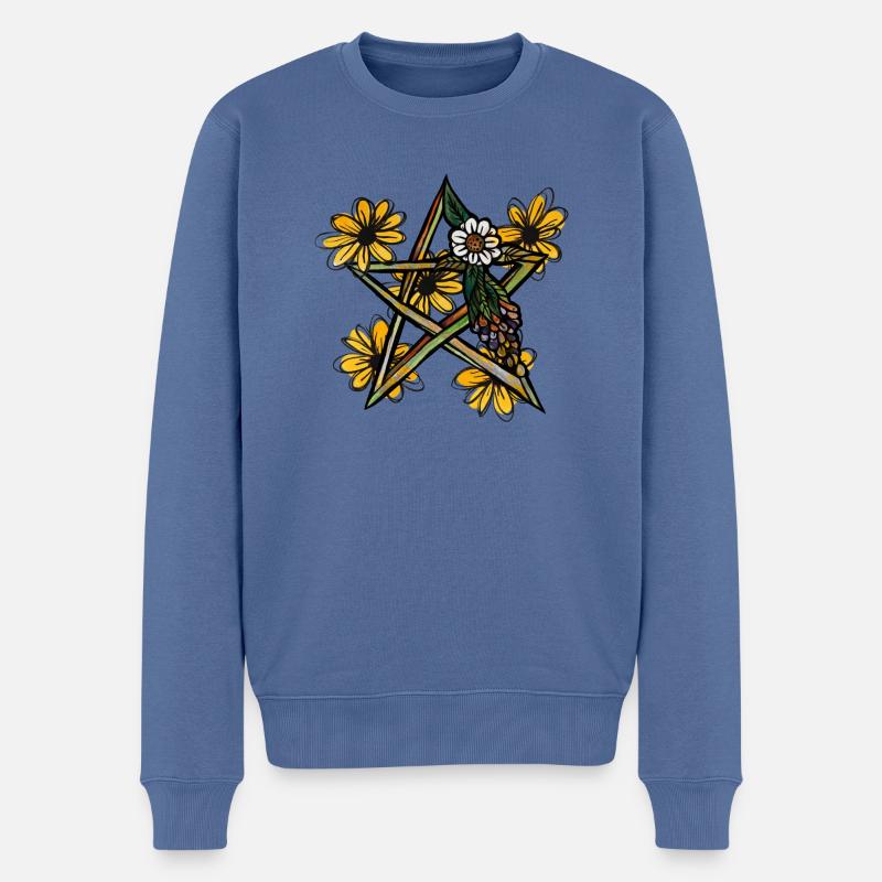 Natur-Stern - Männer Premium Bio Pullover - Taubenblau