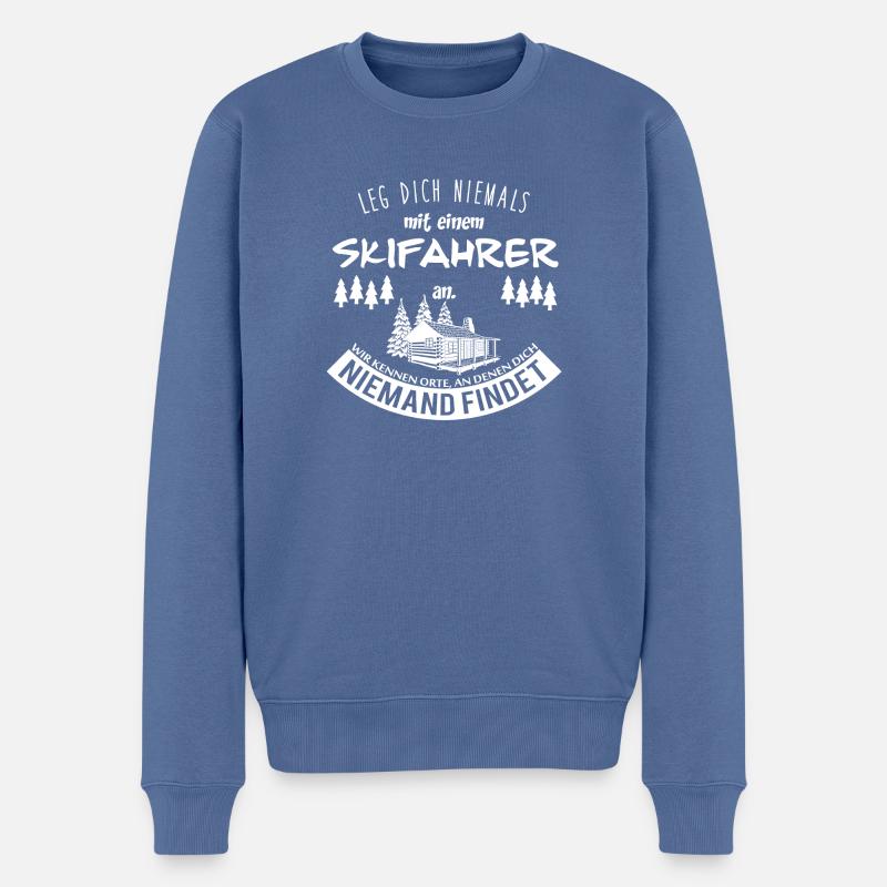 Skifahrer - Männer Premium Bio Pullover - Taubenblau
