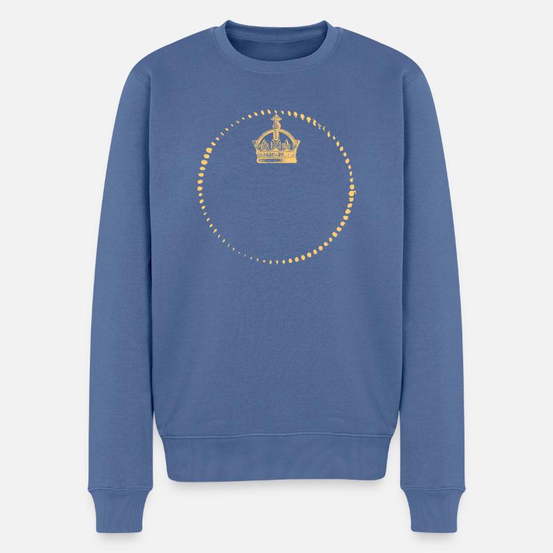 Crown - King - Queen - PROPRE TEXTE D'ENTRÉE - Pull Premium bio Homme - bleu pigeon