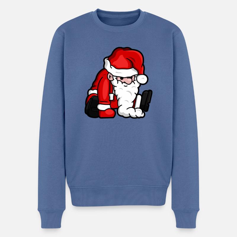 Marionnette du Père Noël assis - Pull Premium bio Homme - bleu pigeon