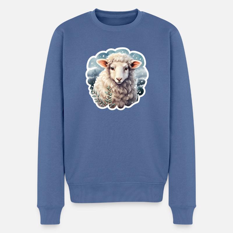Winterschäfchen - Männer Premium Bio Pullover - Taubenblau