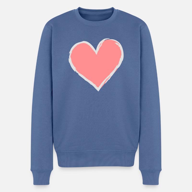 Pink Heart - Männer Premium Bio Pullover - Taubenblau