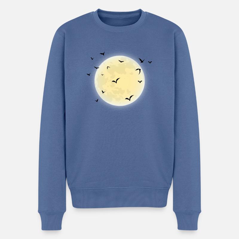 Halloween Mond - Männer Premium Bio Pullover - Taubenblau