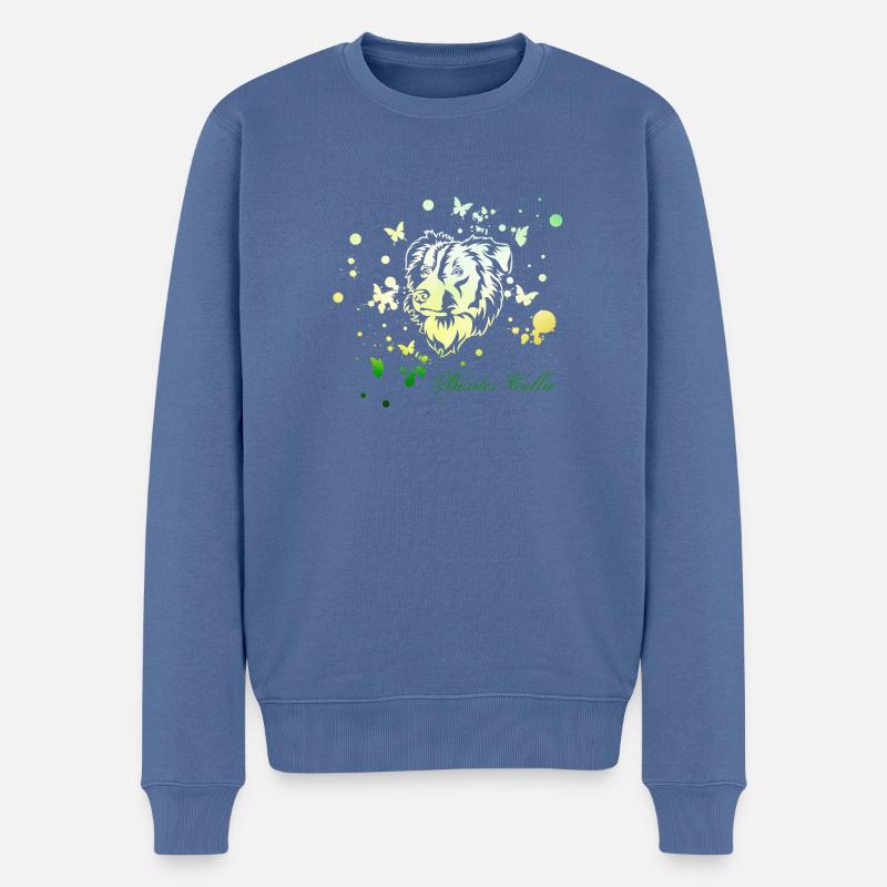 Border Collie Spring - Männer Premium Bio Pullover - Taubenblau