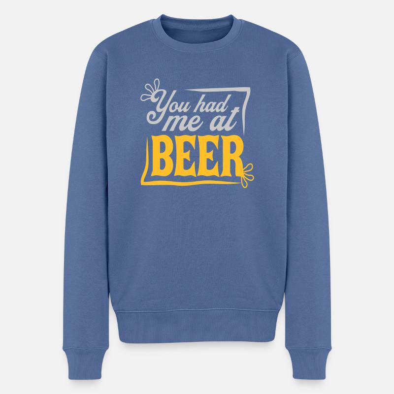 Bier Spruch Überredet - Männer Premium Bio Pullover - Taubenblau