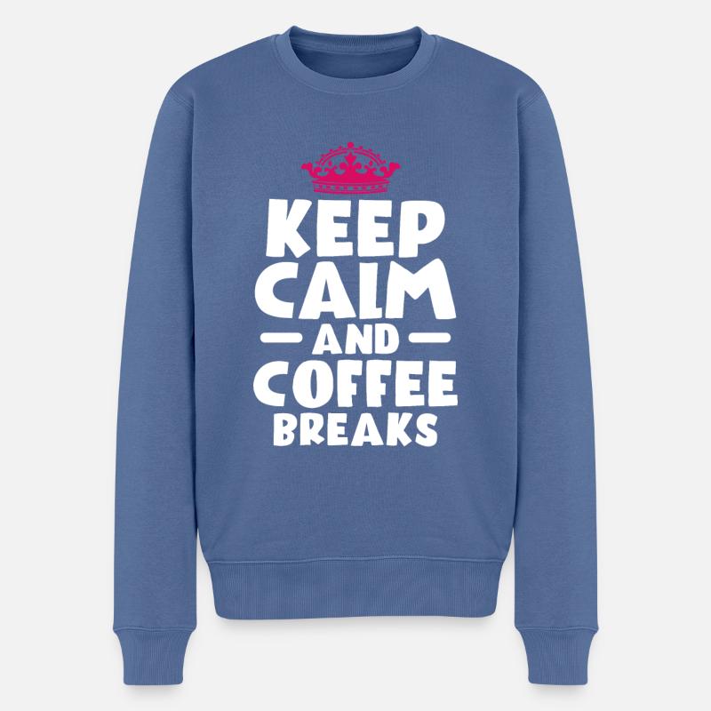 Kaffee - Männer Premium Bio Pullover - Taubenblau