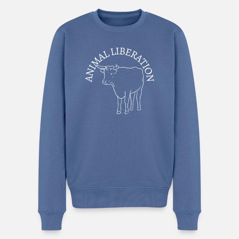 Kuh Tierrechte - Männer Premium Bio Pullover - Taubenblau