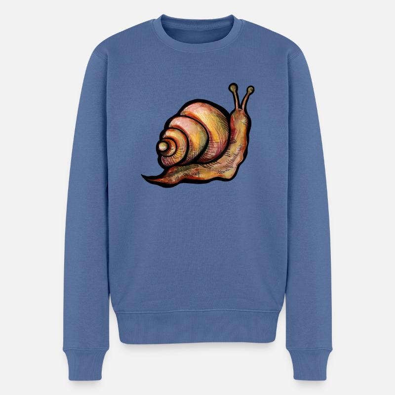 Schnecke - Männer Premium Bio Pullover - Taubenblau