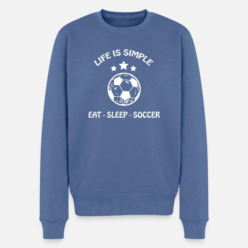 Fußball Soccer - Männer Premium Bio Pullover - Taubenblau