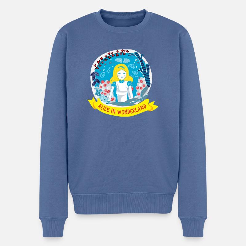 ALICE IN WONDERLAND - Männer Premium Bio Pullover - Taubenblau