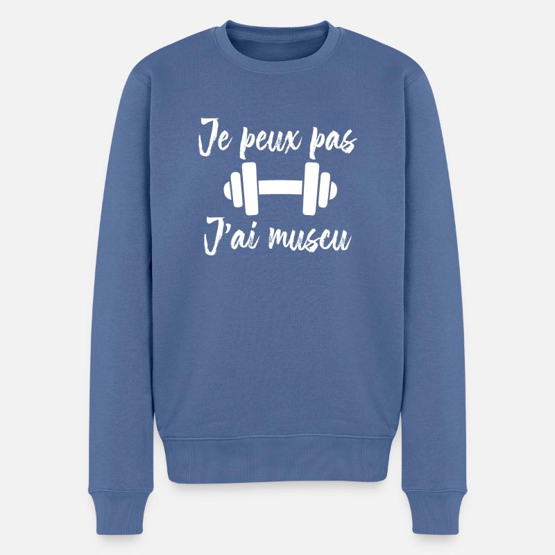 Je peux pas j'ai muscu - Pull Premium bio Homme - bleu pigeon