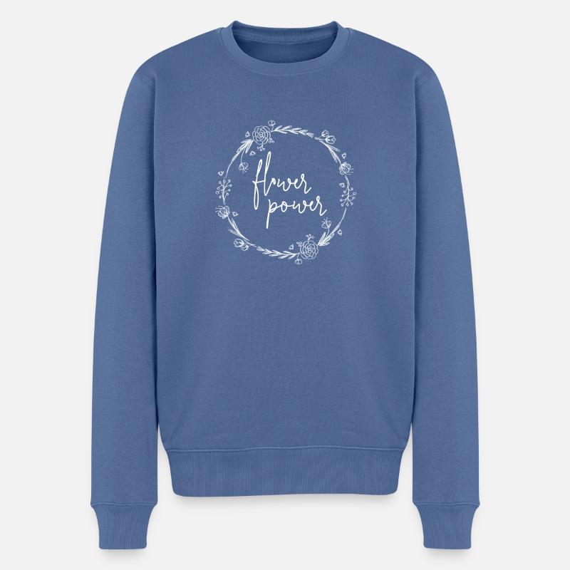 Flower power - Männer Premium Bio Pullover - Taubenblau