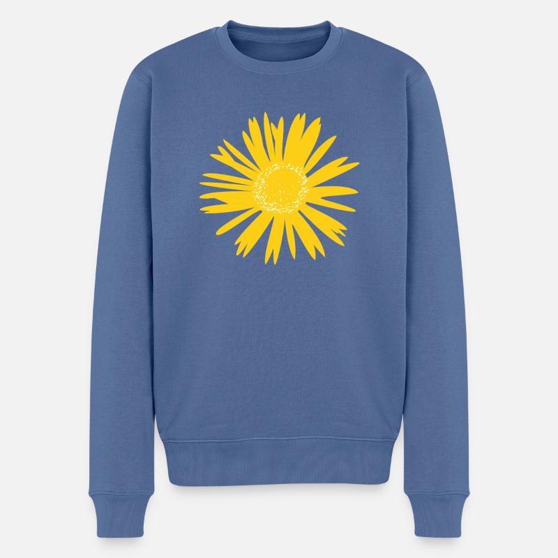 Dottergelb - Männer Premium Bio Pullover - Taubenblau