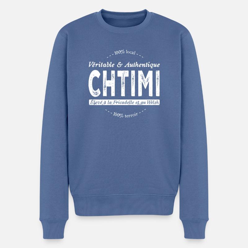 Véritable et authentique Chtimi - Pull Premium bio Homme - bleu pigeon