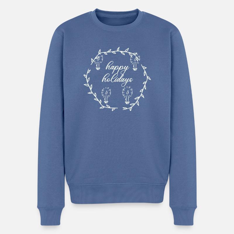 Advent Advetskranz Happy Holidays - Männer Premium Bio Pullover - Taubenblau
