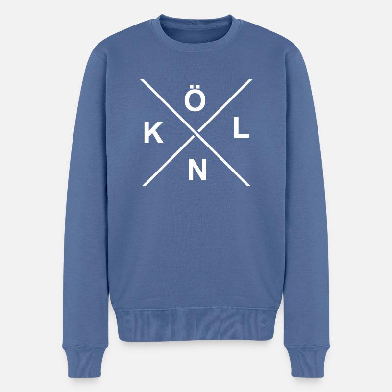 Köln - Männer Premium Bio Pullover - Taubenblau