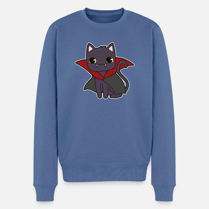 Vampire chat - Pull Premium bio Homme - bleu pigeon