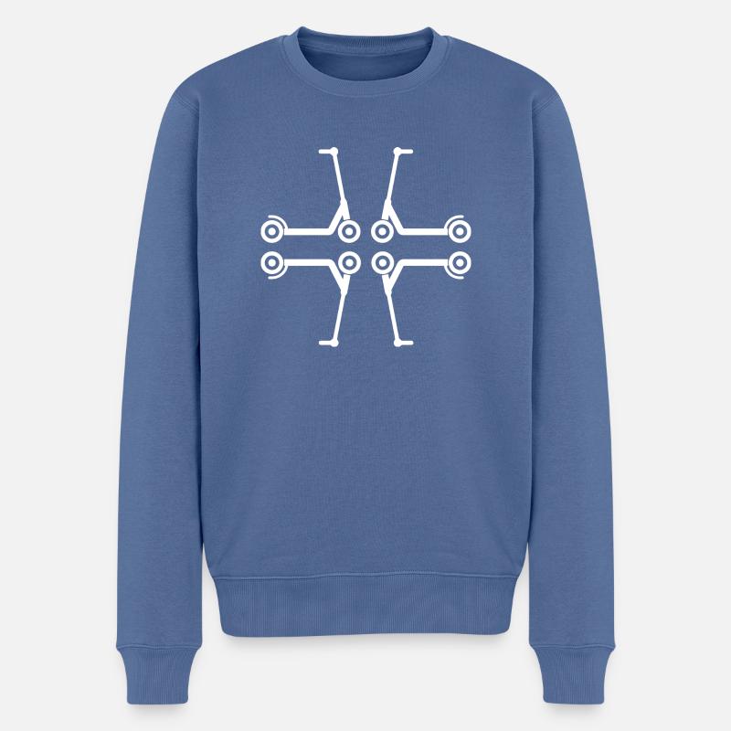 E-Scooter E-Roller Scooter - Männer Premium Bio Pullover - Taubenblau