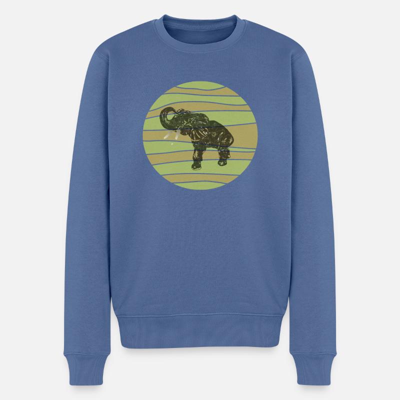 Edelfant Elefant im typisch afrikanischen Look. - Männer Premium Bio Pullover - Taubenblau