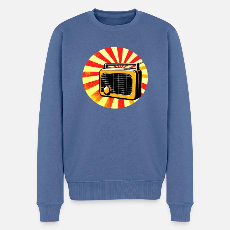Retro Radio - Männer Premium Bio Pullover - Taubenblau