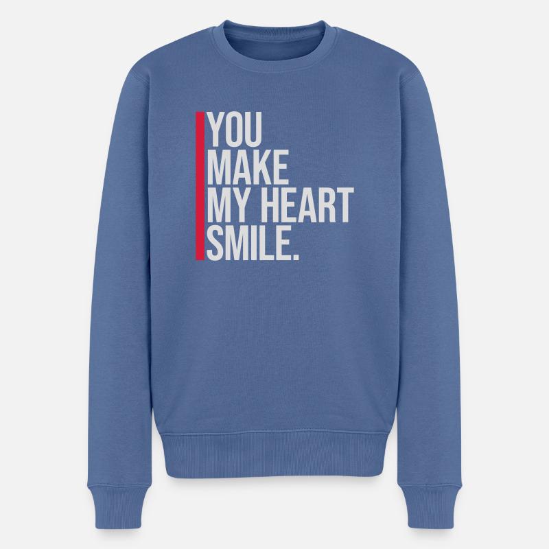 make my heart smile - Männer Premium Bio Pullover - Taubenblau