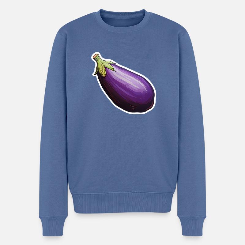 Aubergine violett - Männer Premium Bio Pullover - Taubenblau