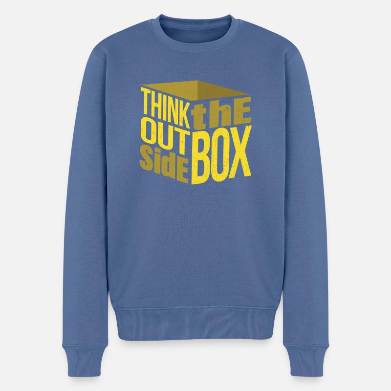 Think Outside The Box - Männer Premium Bio Pullover - Taubenblau