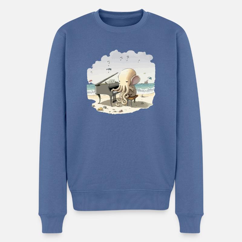 Octo der Oktopus-Pianist - Männer Premium Bio Pullover - Taubenblau
