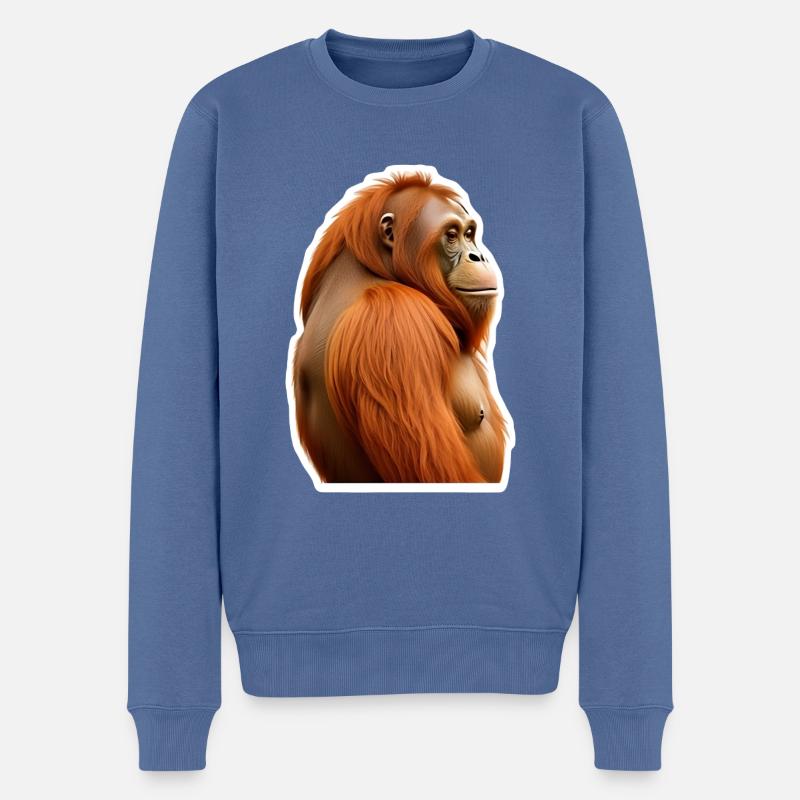Orang-outan - Pull Premium bio Homme - bleu pigeon