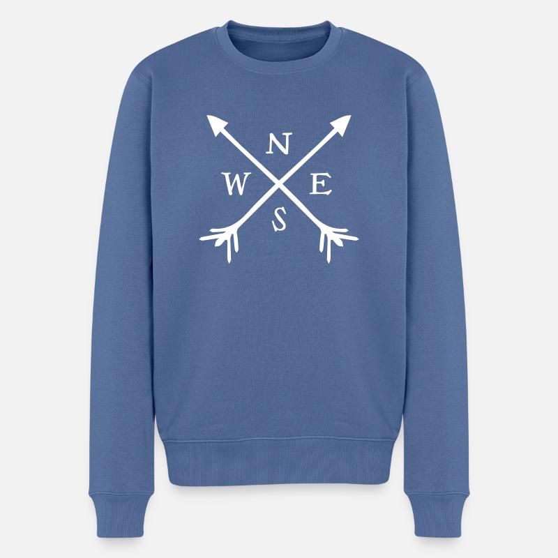 Kompass - Männer Premium Bio Pullover - Taubenblau