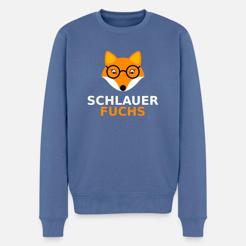 Schlauer Fuchs - Männer Premium Bio Pullover - Taubenblau