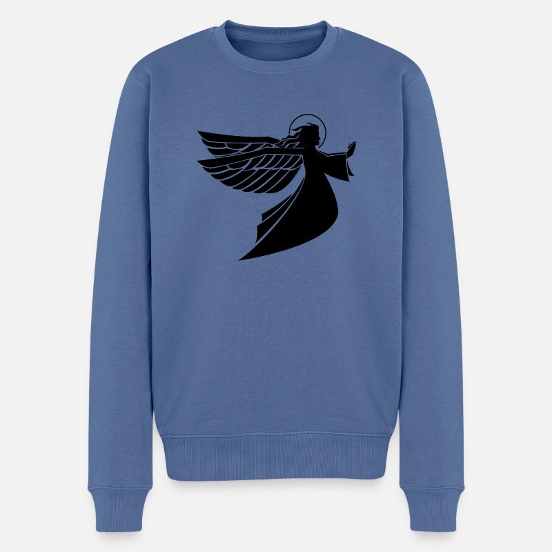 Engel betend - Männer Premium Bio Pullover - Taubenblau