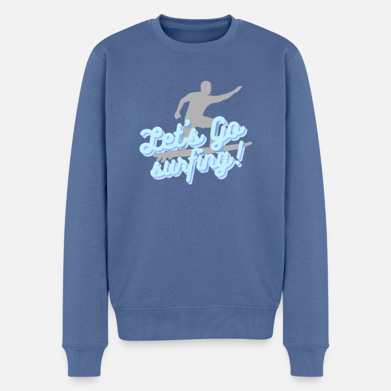 Let's go surfing - Männer Premium Bio Pullover - Taubenblau