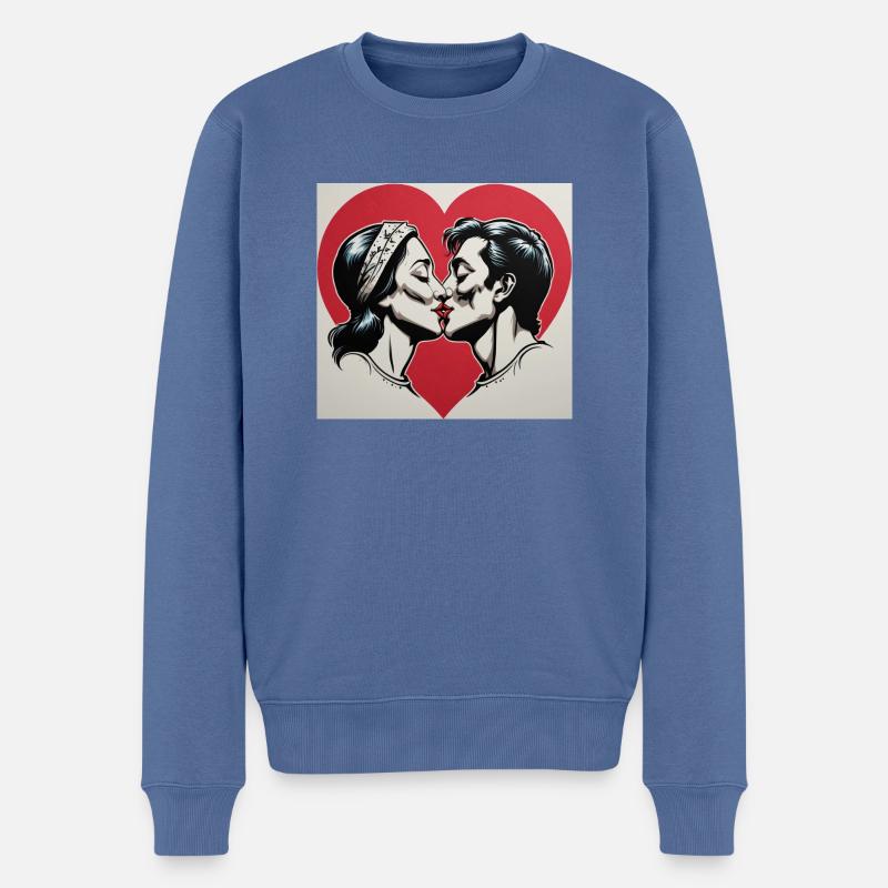 Baiser - Pull Premium bio Homme - bleu pigeon