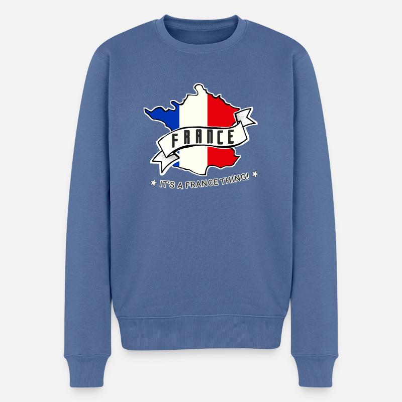 Frankreich - Männer Premium Bio Pullover - Taubenblau