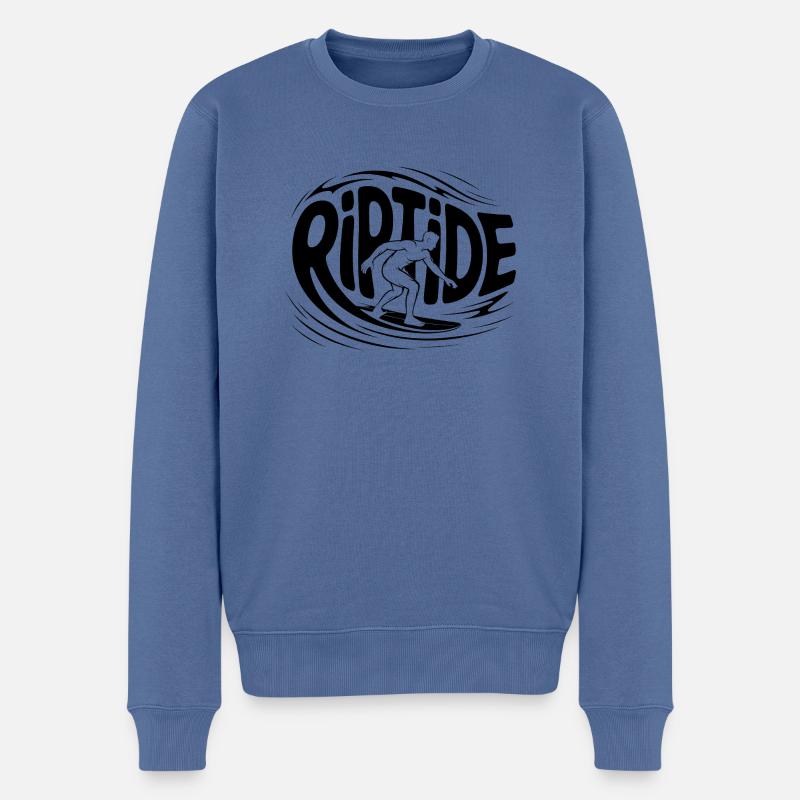 Riptide - Cooles Surfer-Logo - Männer Premium Bio Pullover - Taubenblau
