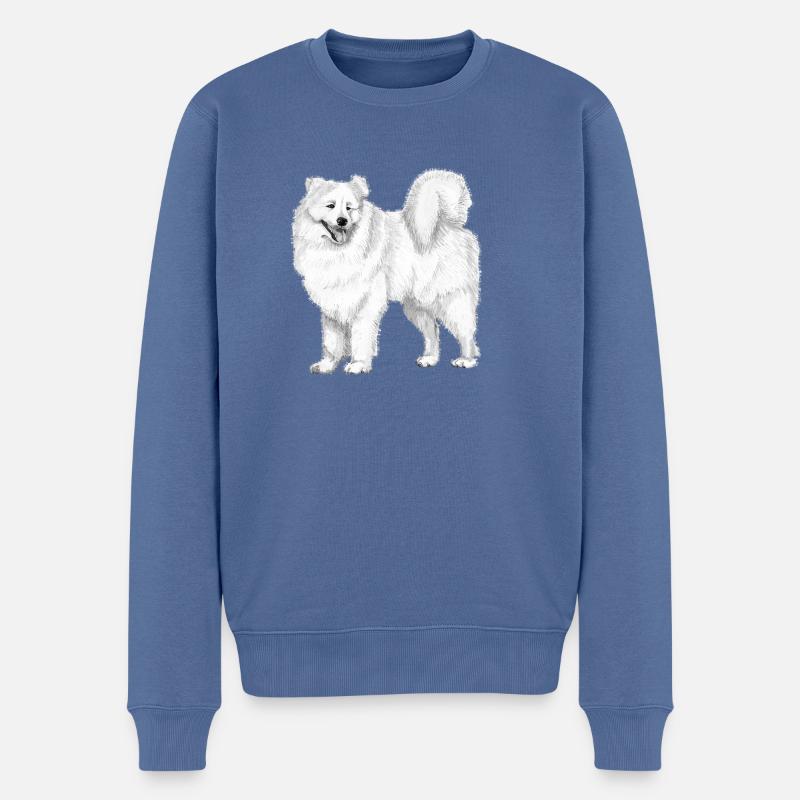 Samojede - Männer Premium Bio Pullover - Taubenblau