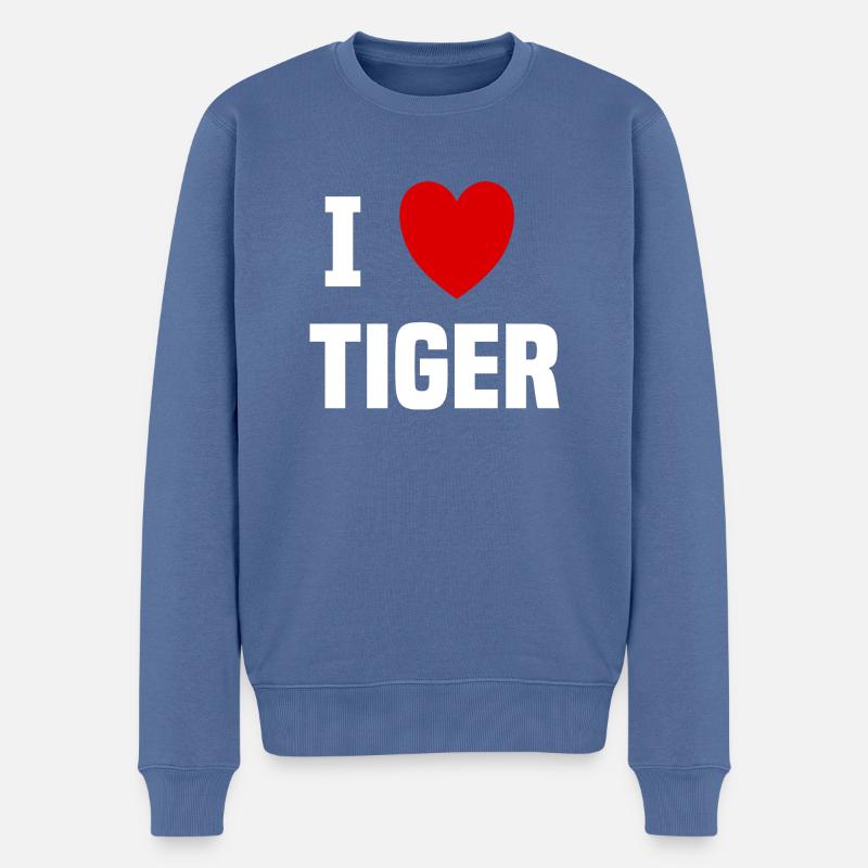 Ich liebe Tiger - Männer Premium Bio Pullover - Taubenblau