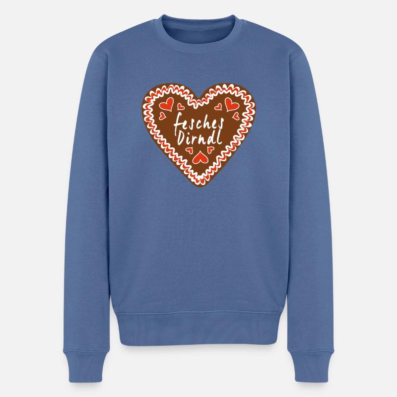 Fesches Dirndl Lebkuchenherz - Männer Premium Bio Pullover - Taubenblau