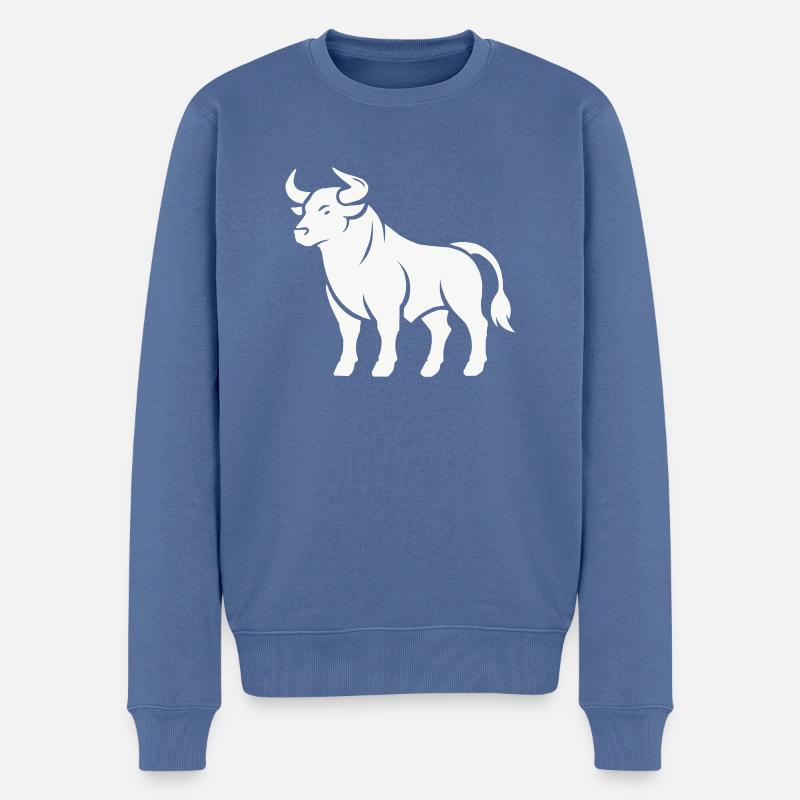 stier - Männer Premium Bio Pullover - Taubenblau