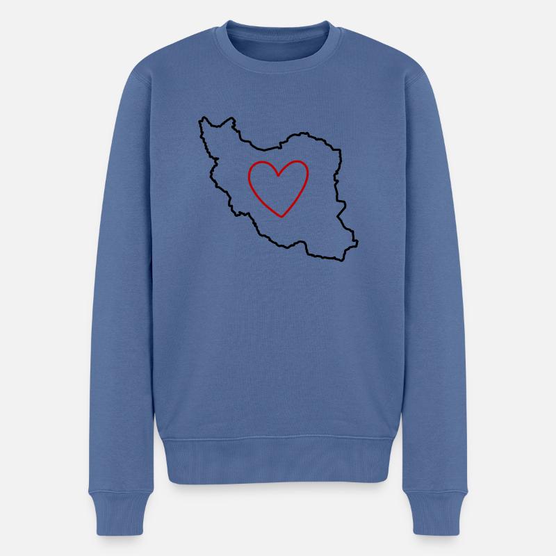 Iran Persien Liebe Herz - Männer Premium Bio Pullover - Taubenblau