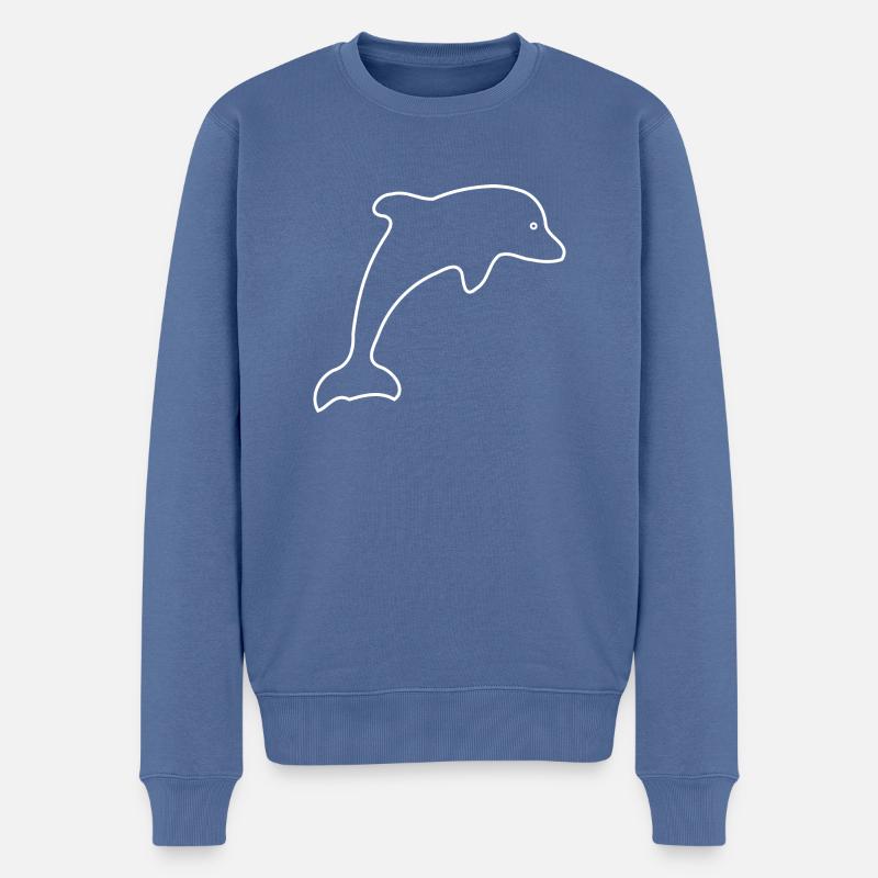 Delfin - Männer Premium Bio Pullover - Taubenblau