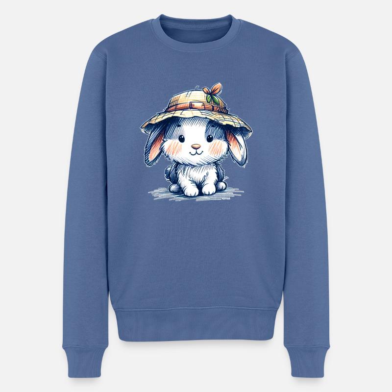 Lapin - Pull Premium bio Homme - bleu pigeon