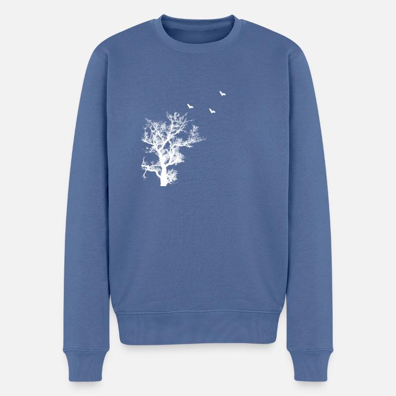 baum fledermaus - Männer Premium Bio Pullover - Taubenblau