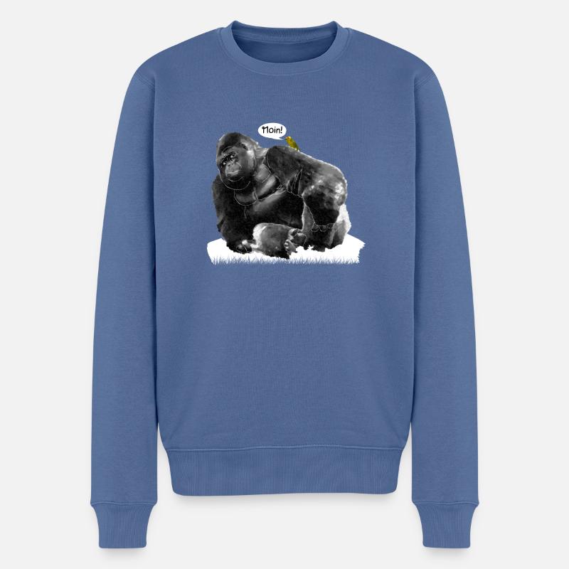 Gorilla - Männer Premium Bio Pullover - Taubenblau